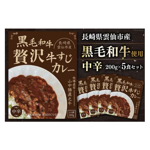 ふるさと納税 長崎県 雲仙市 黒毛和牛 贅沢牛すじカレー 中辛 5食セット   山中牧場   長崎県 雲仙市 [item0936] レトルト カレー レトルト食品 国産牛 常備食…