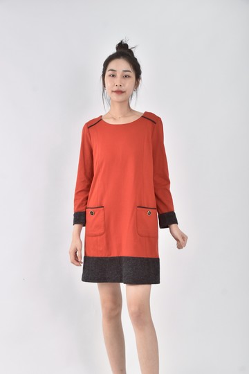 (M) joan秋冬羊毛長版橘色長袖上衣