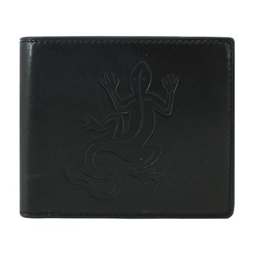 [平輸版]agnes b. 大蜥蜴壓印短夾(含零錢袋)-黑/真品平輸