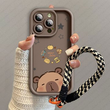 美食卡皮巴拉掛繩 防摔殼 Realme 5 6 7 8 9 Pro 9i 10 10i 10T 11 PRO+ 手機殼