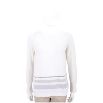 FABIANA FILIPPI 珠飾條紋米白色圓領針織羊毛衫