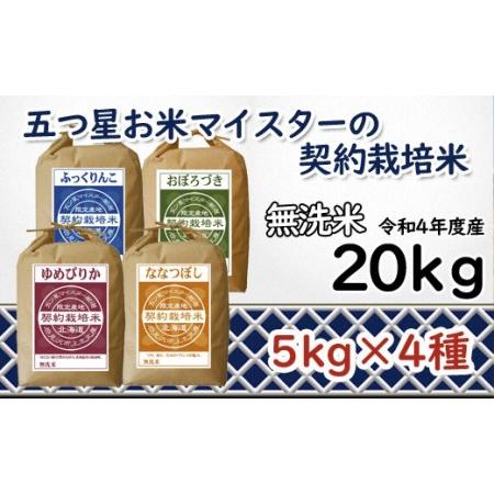 ふるさと納税 令和5年産5つ星お米マイスターの契約栽培米 食べ比べ20kgセット(ゆめぴりか5kg・ななつぼし5kg・ふっくりんこ5kg・お.. 北海道岩見沢市