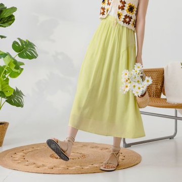 OB嚴選-抓皺剪接腰鬆緊飄逸長裙《CA2783-》