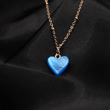 【如冰般澄澈的光輝】藍色愛心墜飾項鍊