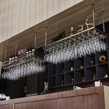 不銹鋼酒架置物架吧臺吊架酒杯架輕奢紅酒杯懸掛倒掛紅酒杯架家用