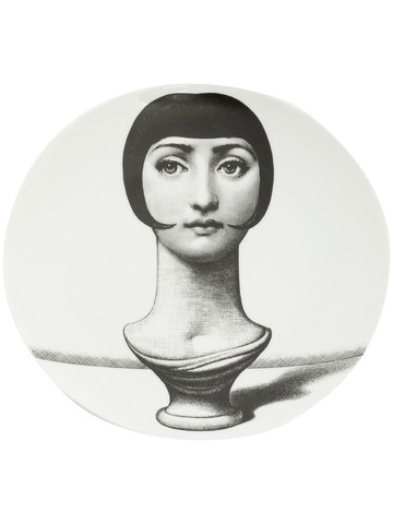 Fornasetti - female bust printed plate - unisex - ceramic - One Size - Black