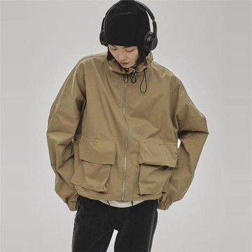 日單 2025春季新款todayful 復古立領短款抽繩風衣夾克外套