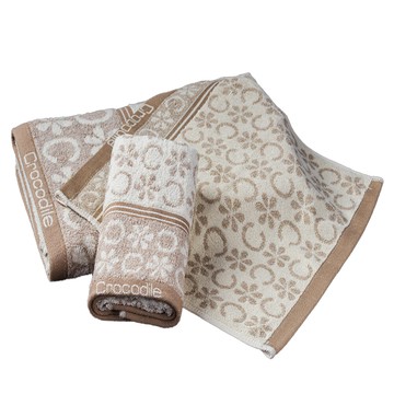 Crocodile 鱷魚 花物語提花毛巾 2條 100g  棕色  1入