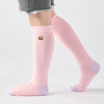 聯名Crazygogo_下課鐘聲 膝下童襪 - 粉(4y-9y)