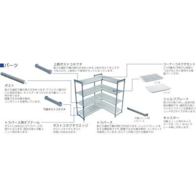 □固定追加ユニットカムシェルビングエレメンツシェルフ ソリッド型4段