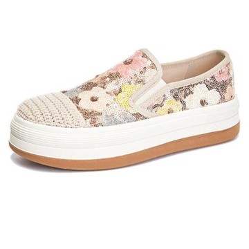 Sp house 鮮豔花朵透起網布淺口厚底休閒鞋(2色可選)