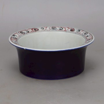 大明建文年霽藍釉內飾龍紋洗 香爐 仿古景德鎮手繪瓷器家居古玩