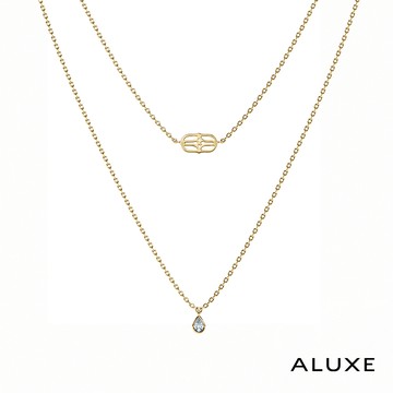 ALUXE 亞立詩 10K金 遇見愛 鬱金香單鑽雙鍊 鑽石項鍊 NN0207