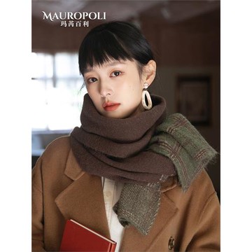 咖色圍巾女秋冬季新款復古格紋披肩高級感休閑韓系保暖女款圍脖