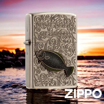 ZIPPO 金屬魚-比目魚防風打火 ZA-6-F22 雷雕技術 雙面加工機身 光華的外表 海底藏匿高手 終身保固