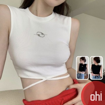【ohi】無袖系帶弓字背心 辣妹設計感上衣 女生顯瘦百搭 吊帶背心 背心小可愛 女裝 背心女 女裝 GVD5797