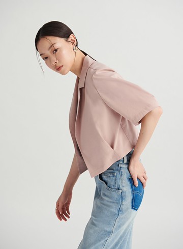 打摺泡袖休閒短袖外套