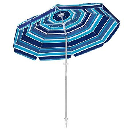 SERWALL 7.5FT Beach Umbrella UV 50  Outdoor Portable Sunshade Umbrella with Sand Anchor, Push Button Tilt and Carry Bag for Patio Outdoor Garden Beach