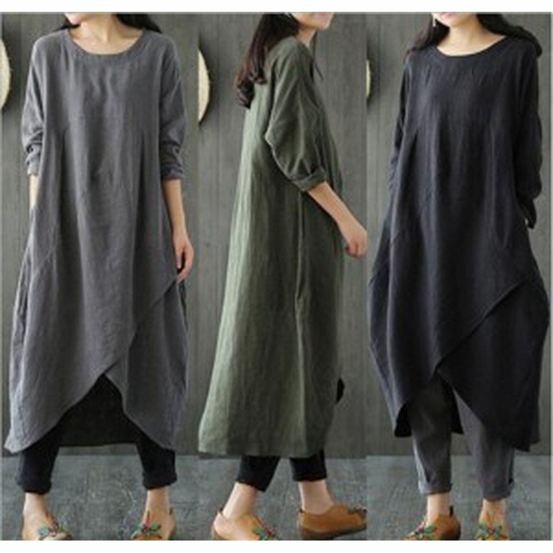 春夏 新作 ワンピース 服 大きいサイズ 体型カバー ワンピース ミディアム丈 おしゃれ 麻 マキシワンピース ロング ゆったり 通販 Lineポイント最大1 0 Get Lineショッピング