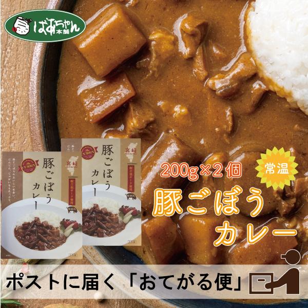 送料無料 豚ごぼうカレー（観音池ポーク使用） 200g×2個 お手軽便