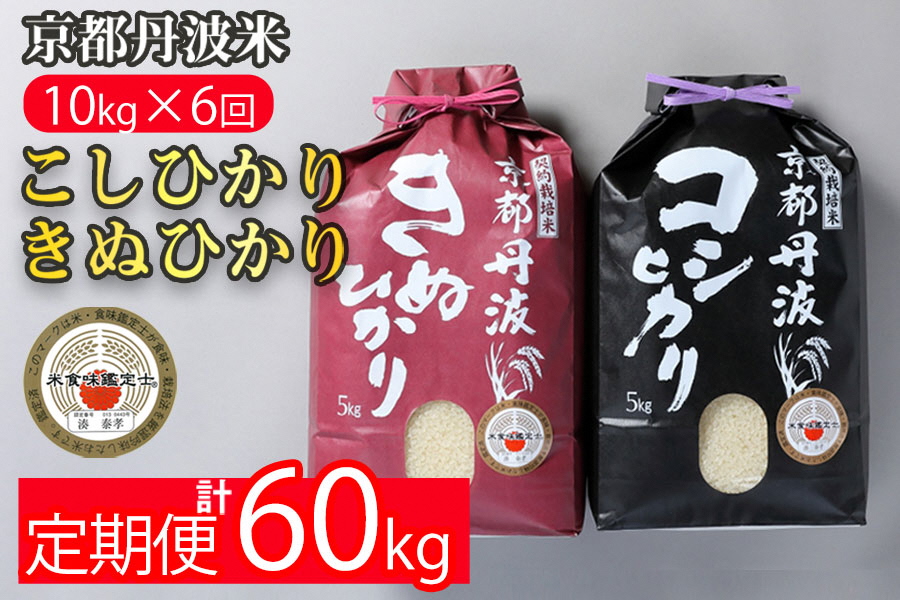 訳あり 定期便 新米 10kg （こしひかり 5kg ・ きぬひかり 5kg） ×6ヶ月 京都丹波米 白米 6回定期便 コシヒカリ・キヌヒカリ 各5kg ×6回 計60kg ※精米したてをお届け《食べ比べ 緊急支援 米・食味鑑定士 厳選 京都丹波産 特Ａ》 ※北海道・沖縄・離島への配送不可