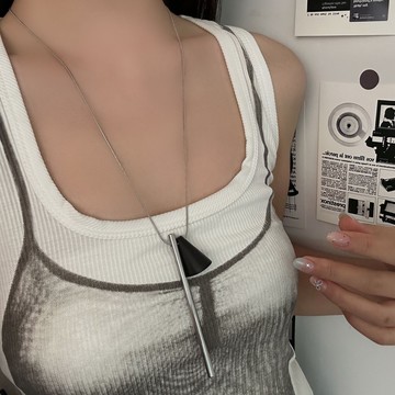 【台灣公司 可打統編】免運 ins冷淡風小眾簡約幾何三角形長款圓柱項鏈女百搭鎖骨鏈配飾飾品 可開發票 全館五折 工廠現貨直銷 新品特價 z9211