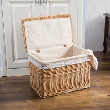 新款大號柳編藤編織筐帶蓋家用玩具收納箱盒子儲物籃整理周轉箱 99購物節