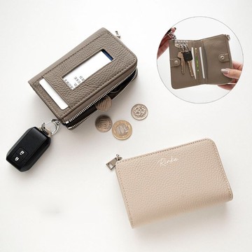 L 型零錢袋鑰匙包 【 真皮 質感 刻名 】 零錢包 小錢包 迷你皮夾 文字刻印 HR42U