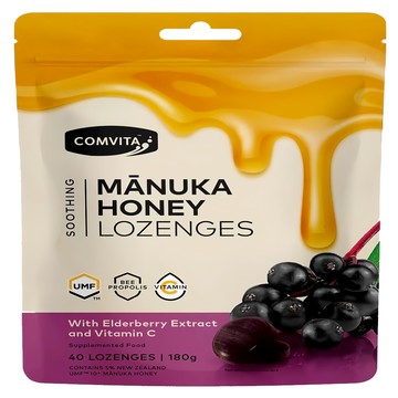COMVITA 康維他 麥蘆卡蜂蜜潤喉糖 接骨木莓口味  180g  1包