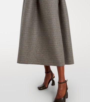 Erdem Striped wool and mohair flannel midi skirt