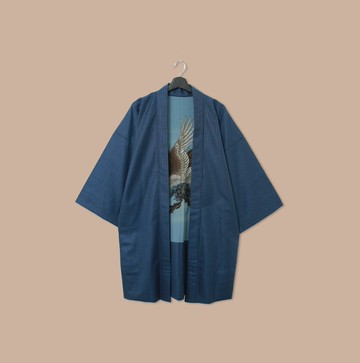 Back to Green-日本男款羽織 松 展翅老鷹M-09/vintage kimono