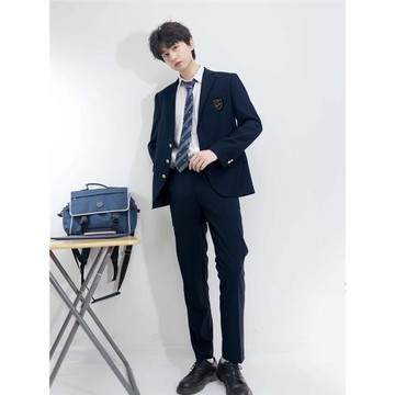 七七原創DK制服男西服藏青色日系學院風學生寬松休閑西裝套裝秋冬
