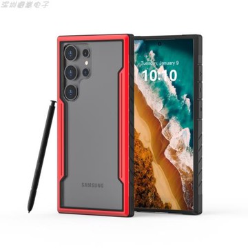 適用三星s21Plus透明金屬三防手機殼s21Ultra軍工盔甲護盾炫彩色花紋邊框防滑硅膠全包防摔保護套