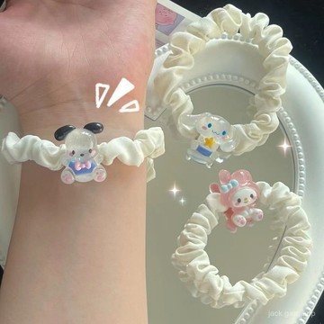 可愛三麗鷗髮圈ins卡通小腸髮繩夏日透明玉桂狗庫洛米 甜美髮飾女