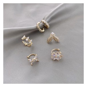 耳夾耳骨夾女無耳洞夏季高級感超閃鑲鉆簡約鋯石蝴蝶四葉草耳飾