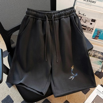 【鹿向南】運動短褲 美式短褲 印花短褲 女生短褲 休閒短褲女 抽繩 居家褲 抽繩短褲 夏天短褲 闊腿短褲