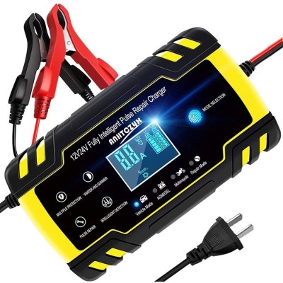 【新品】高性能 パルス修復 リペア充電 12V/24V バッテリーチャージャー バッテリー充電器 バイク 自動車 12V 24V 修復パルス充電可能