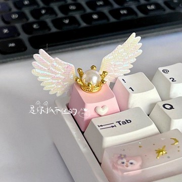 ✨臺灣出貨✨原創天使翅膀鍵帽美少女十字軸機械鍵盤oem鍵帽仙女鍵帽高顏值