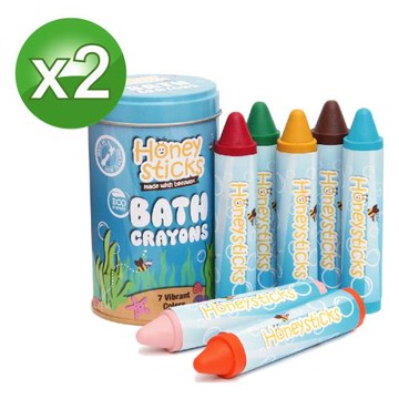 【壽滿趣-Honey Sticks】純天然蜂蠟無毒浴室可水洗蠟筆(7色x2組)