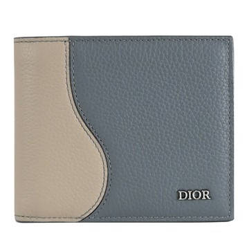 Christian Dior Saddle 經典LOGO撞色對開零錢短夾.灰