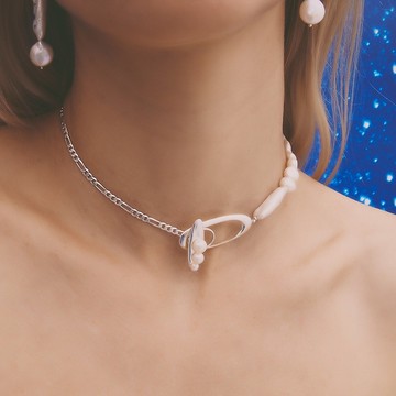 Multiverse - 時空旅行白色巴洛克珍珠短鍊-純銀