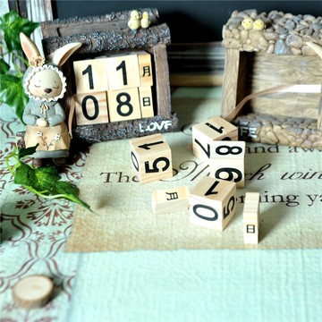 復古田園可愛miss兔子樹脂日歷組擺件創意小擺設感恩節女生日禮物