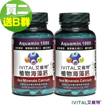 IVITAL艾維特海藻鈣+蕎麥D3+維生素K2微甜可嚼錠100錠「買2送2盒B群組」【孕婦、中老年、青少年補鈣首選】全素