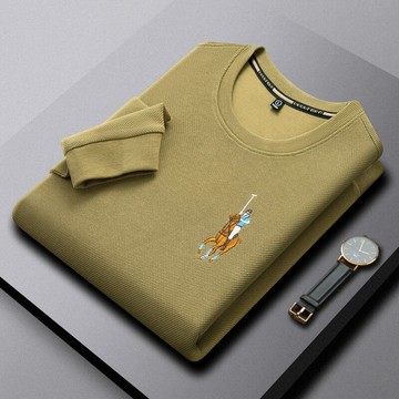 【新款熱賣】保羅華夫格衛衣男商務休閑高端圓領長袖t恤大馬標刺繡品牌打底衫