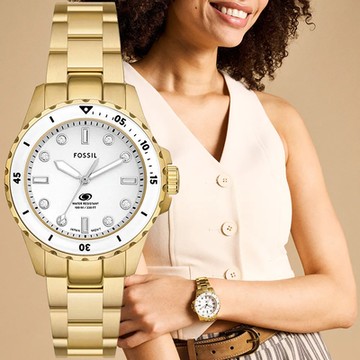 FOSSIL Blue Dive 潛水晶鑽女錶 雙12購物節 送禮首選-36mm ES5350
