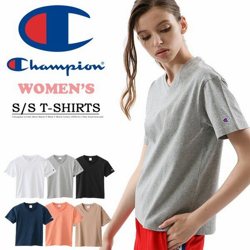 Champion チャンピオン レディース Basic Vネック 半袖tシャツ ワンポイント 綿100 無地 ウィメンズ ブイネック 定番 Cw M323 通販 Lineポイント最大0 5 Get Lineショッピング