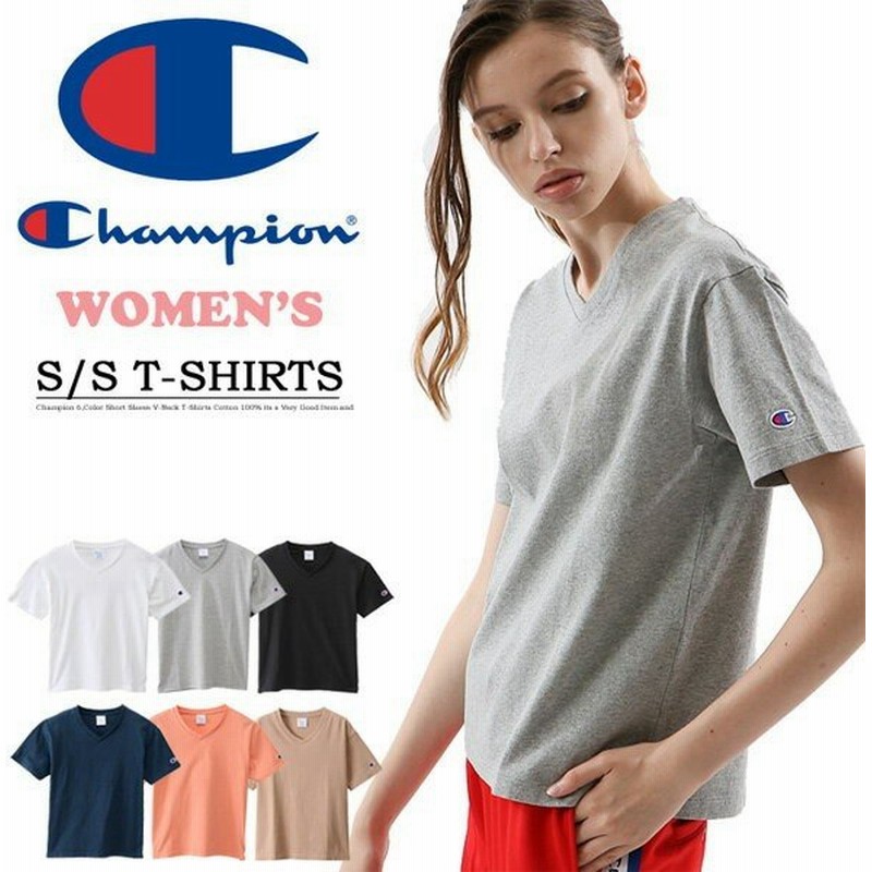 Champion チャンピオン レディース Basic Vネック 半袖tシャツ ワンポイント 綿100 無地 ウィメンズ ブイネック 定番 Cw M323 通販 Lineポイント最大0 5 Get Lineショッピング