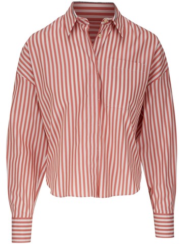 Brunello Cucinelli - striped cotton-poplin shirt - women - Cotton/Silk - XS - Orange