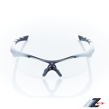 Z-POLS 質感黑銀漸層 TR90頂級材質框 搭抗紫外線透明PC一片式帥氣運動眼鏡(輕巧彈性配戴舒適)