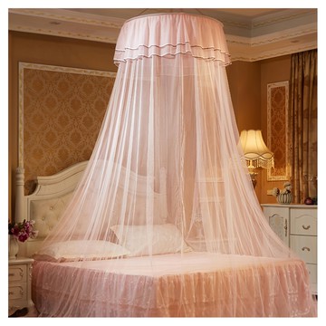 JAR嚴選 小清新蕾絲花邊公主圓頂落地蚊帳  均碼  粉色  1個